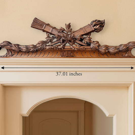 Antique Carved Walnut Pediment – Louis XVI Style 19th Century French Architectural Element