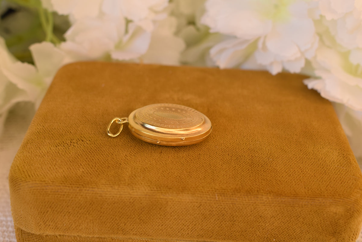 Antique 19th Century Gold Plated Sterling Silver Locket – Oval Photo Locket – Victorian Keepsake Pendant