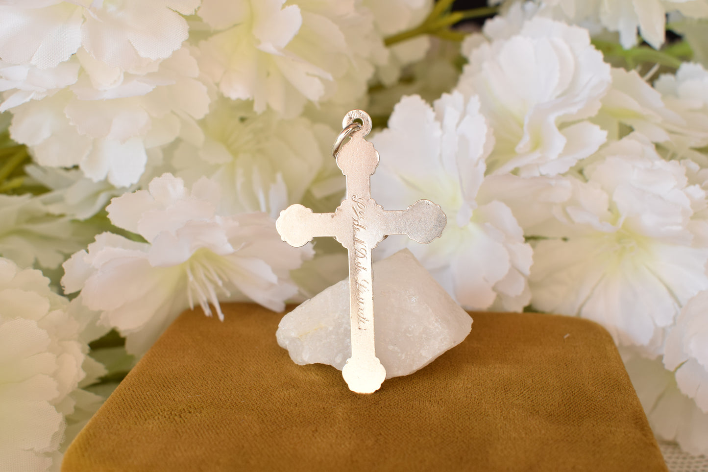 Antique Sterling Silver Crucifix Pendant – Souvenir N.D. de Lourdes – Hallmarked Religious Cross, Vintage Pilgrimage Jewelry