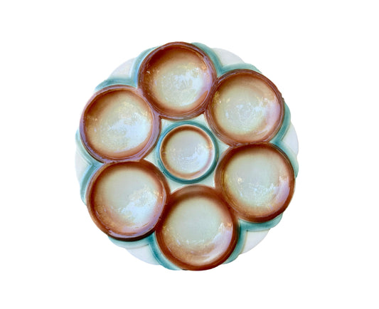 Digoin Sarreguemines Majolica Scalloped Oyster Plate