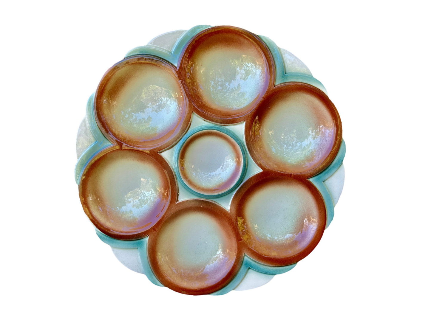 Digoin Sarreguemines Majolica Scalloped Oyster Plate