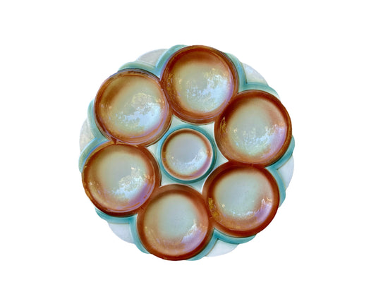 Digoin Sarreguemines Majolica Scalloped Oyster Plate
