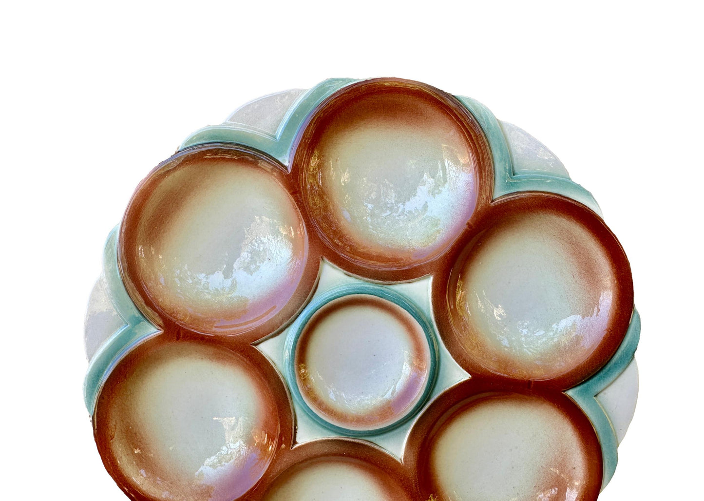 Digoin Sarreguemines Majolica Scalloped Oyster Plate