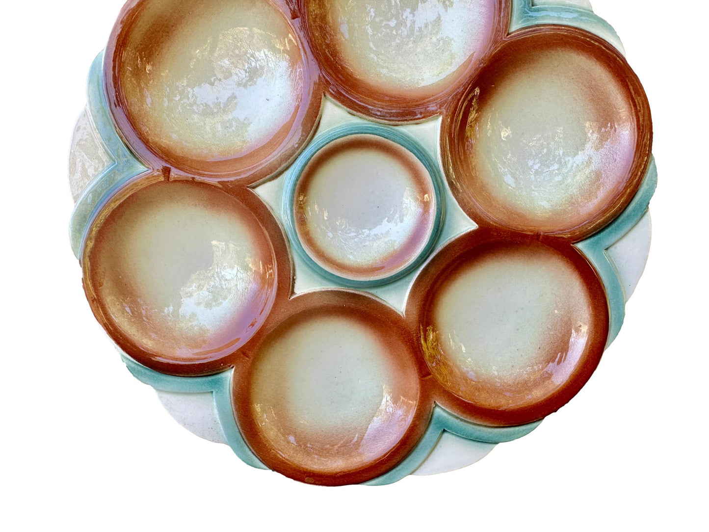 Digoin Sarreguemines Majolica Scalloped Oyster Plate