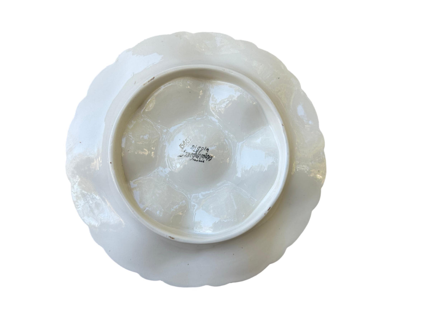 Digoin Sarreguemines Majolica Scalloped Oyster Plate