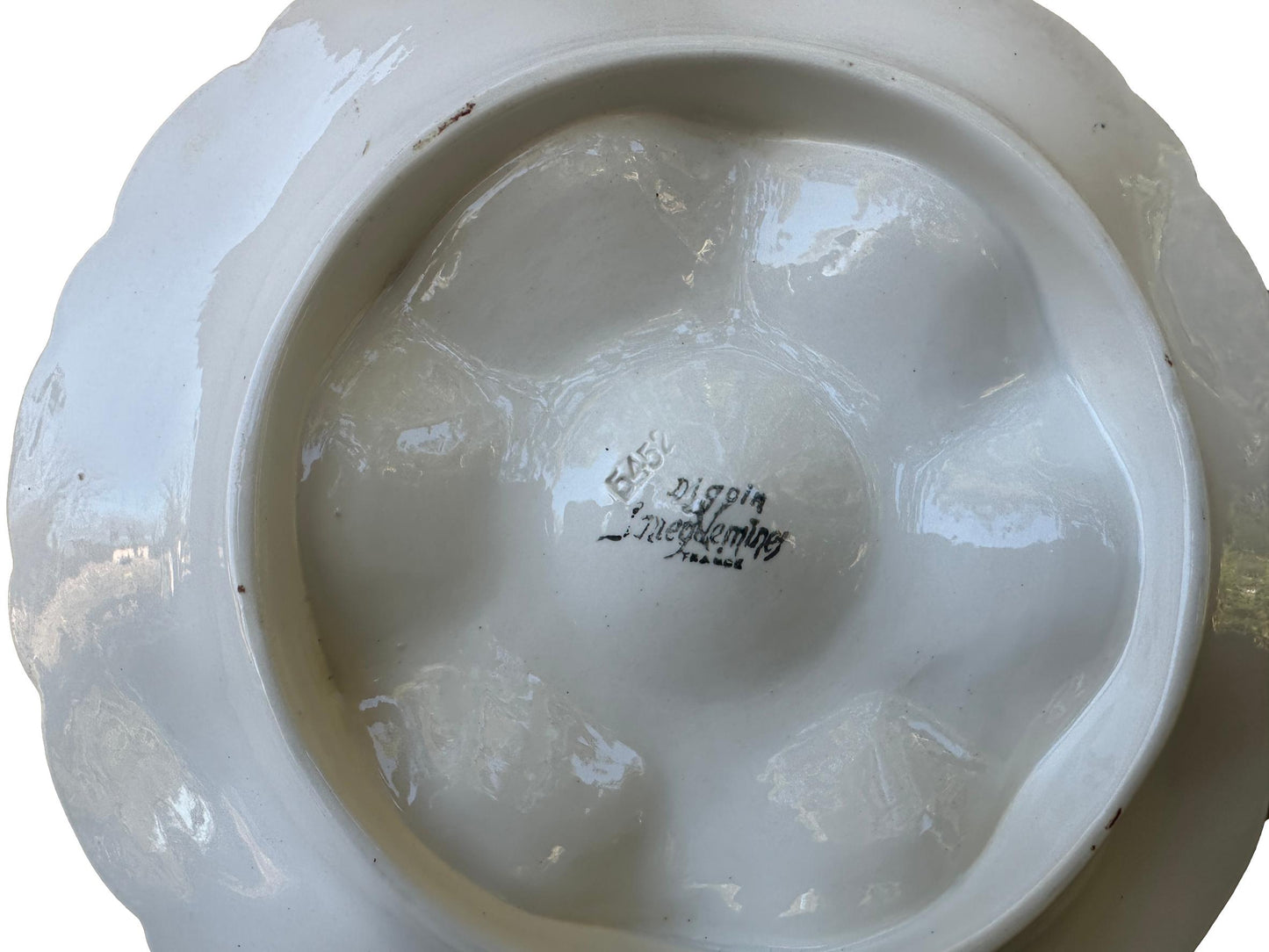 Digoin Sarreguemines Majolica Scalloped Oyster Plate