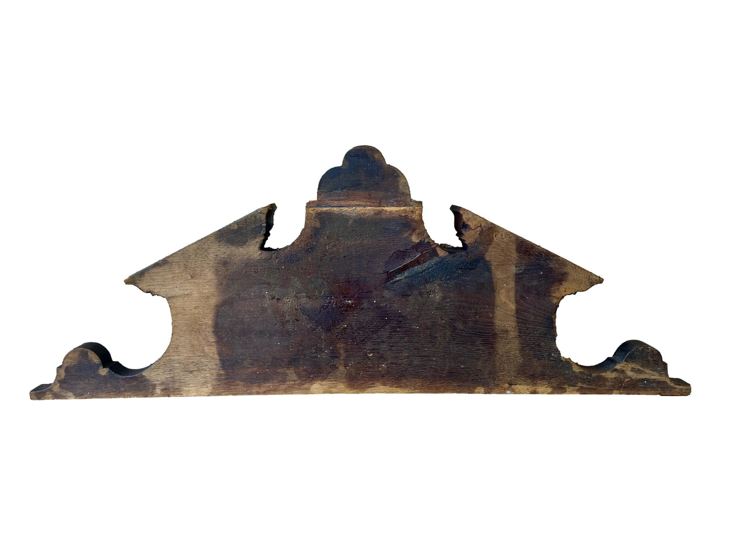 French Antique Hand Carved Oak Wood Pediment - Lion Head