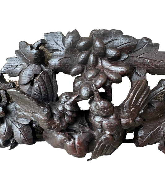 Carved wooden architectural pediment, Black Forest art, vintage decor for elegant interiors