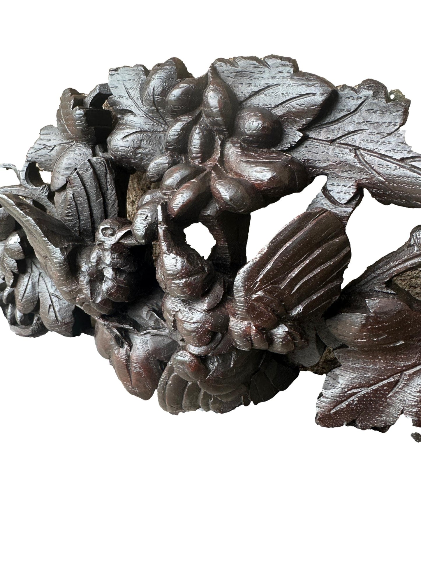 Carved wooden architectural pediment, Black Forest art, vintage decor for elegant interiors