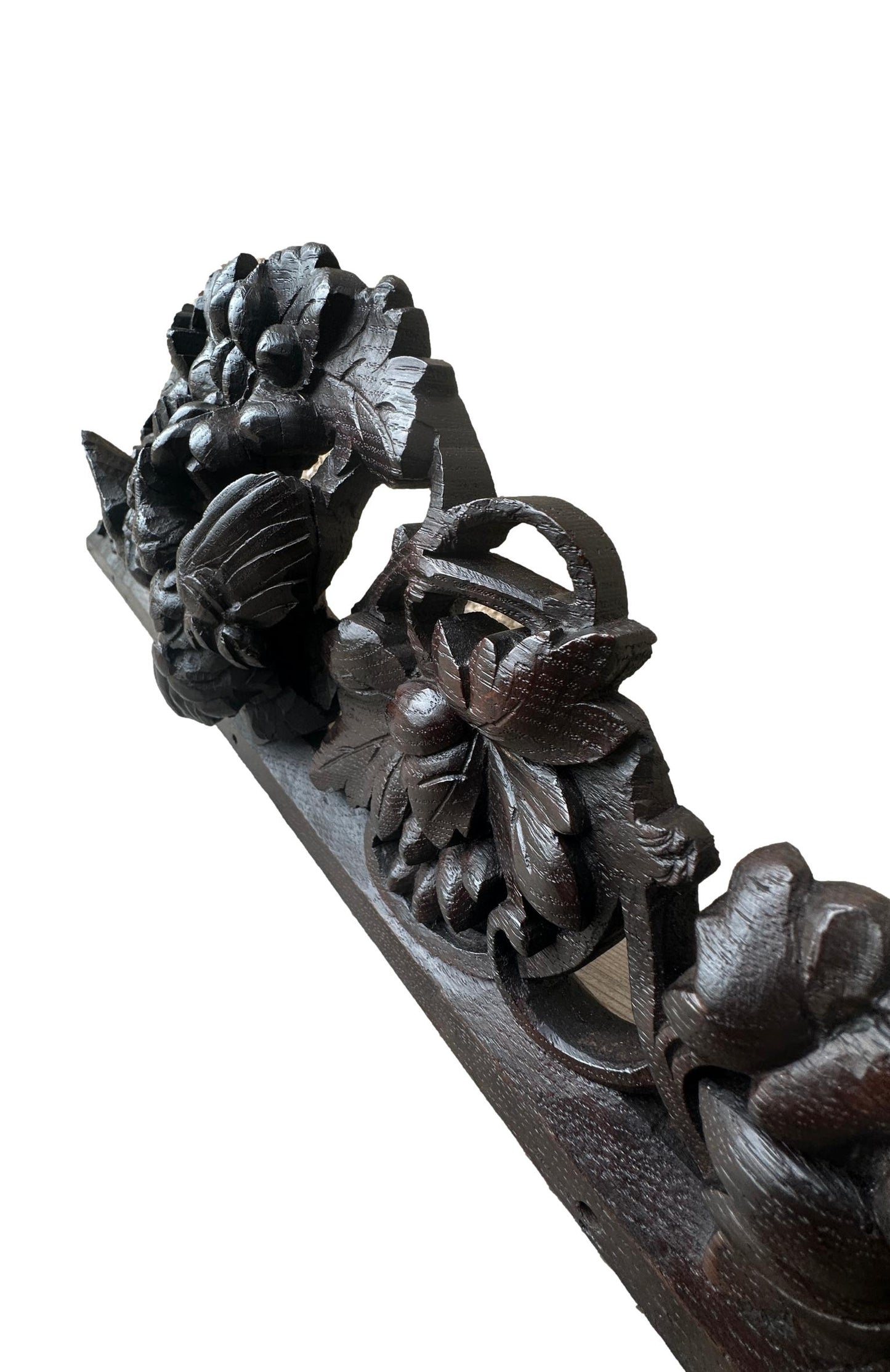 Carved wooden architectural pediment, Black Forest art, vintage decor for elegant interiors