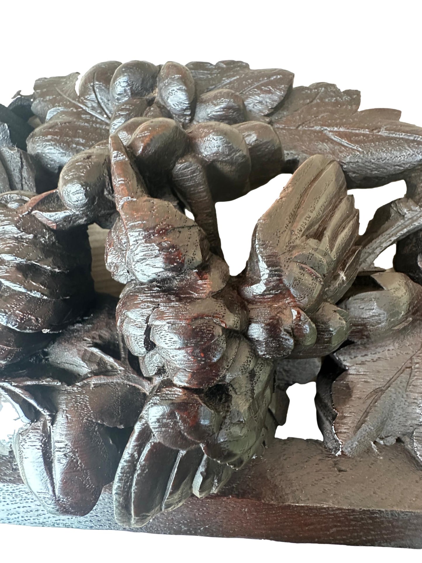 Black Forest French Antique Carved Wood Pediment Bird Vine 19th
