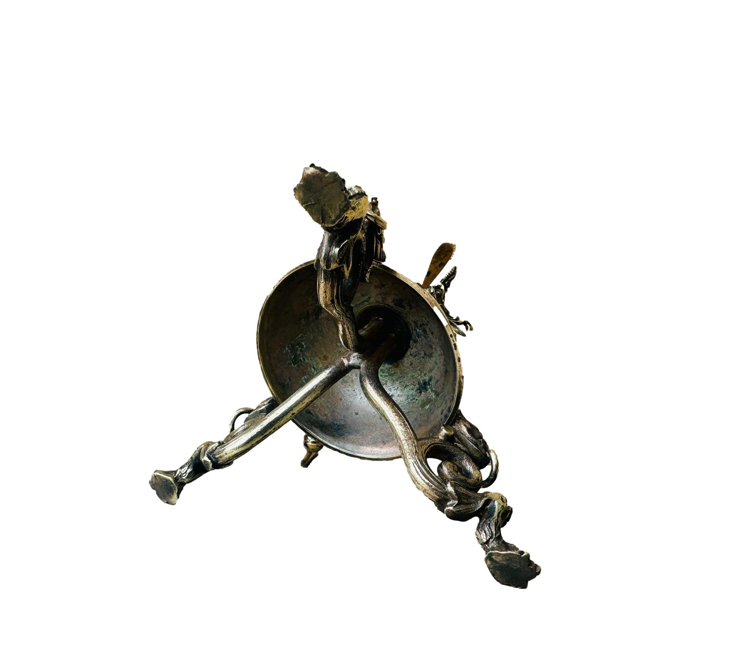 Antique French Bronze Table Bell, Mascaron