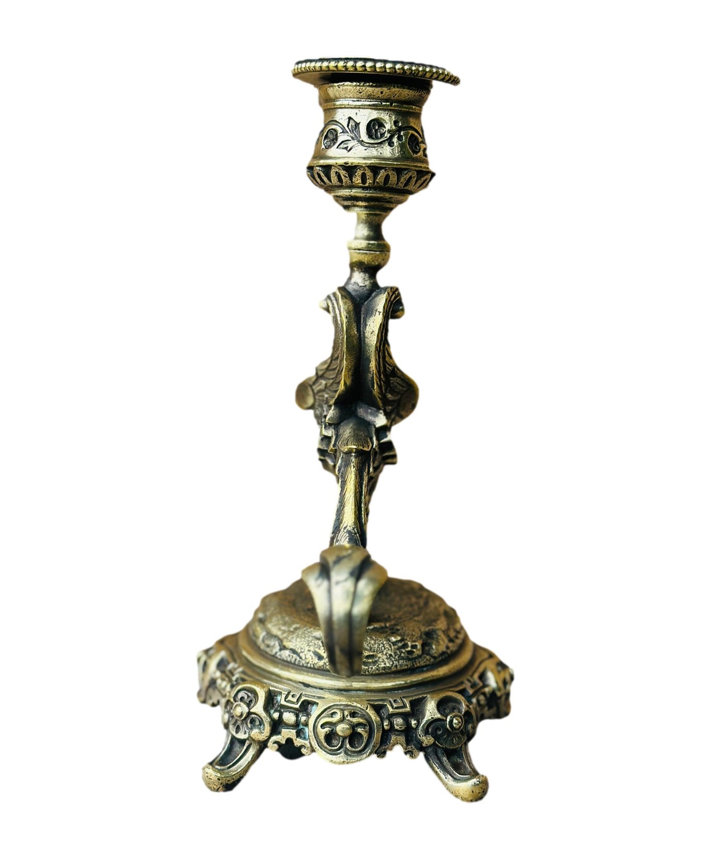 Victorian bronze bird-handled candlestick candle holder, featuring intricate details and elegant design, perfect for adding vintage charm and sophistication to your decor.