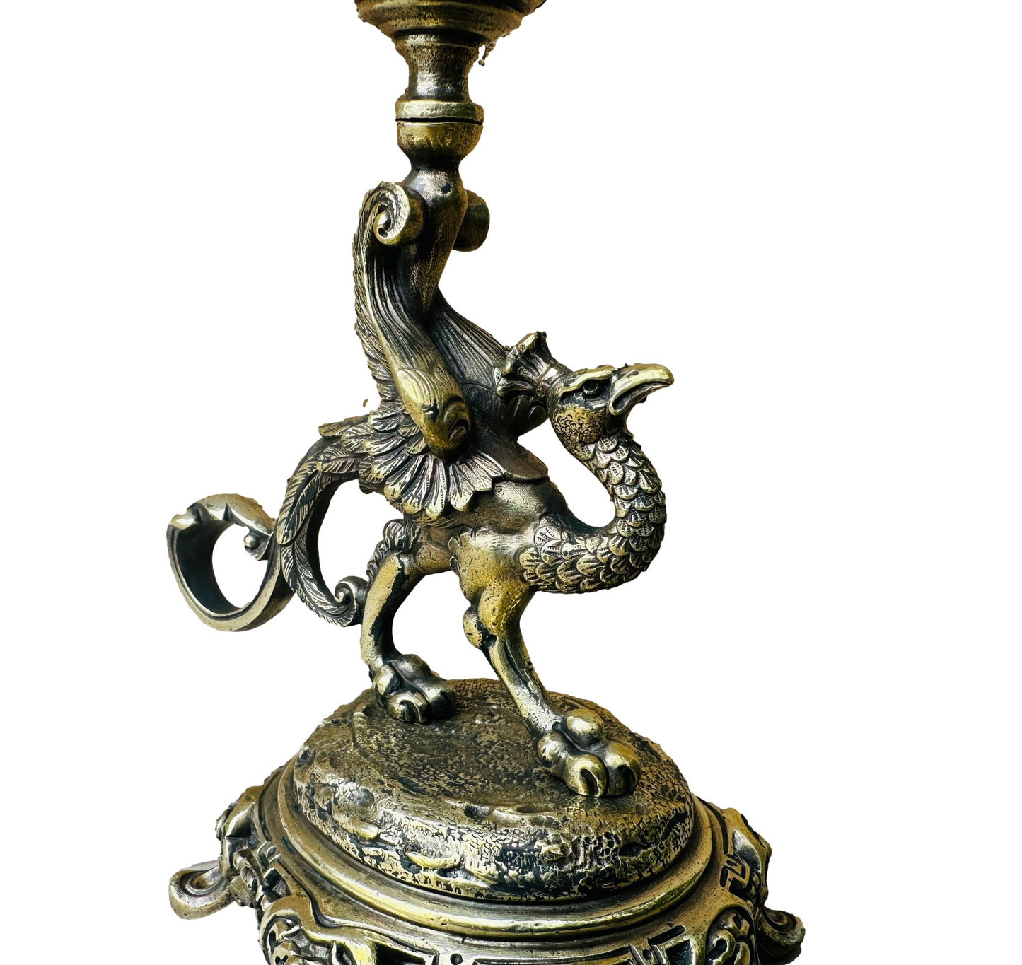 Victorian bronze bird-handled candlestick candle holder, featuring intricate details and elegant design, perfect for adding vintage charm and sophistication to your decor.