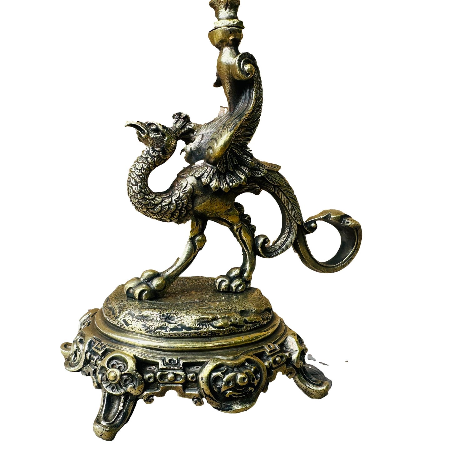 Victorian Bronze Bird Handled Candlestick Candle Holder