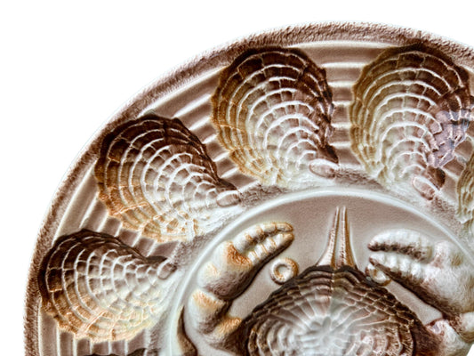 Revernay French Vintage Majolica Scalloped Oyster Platter