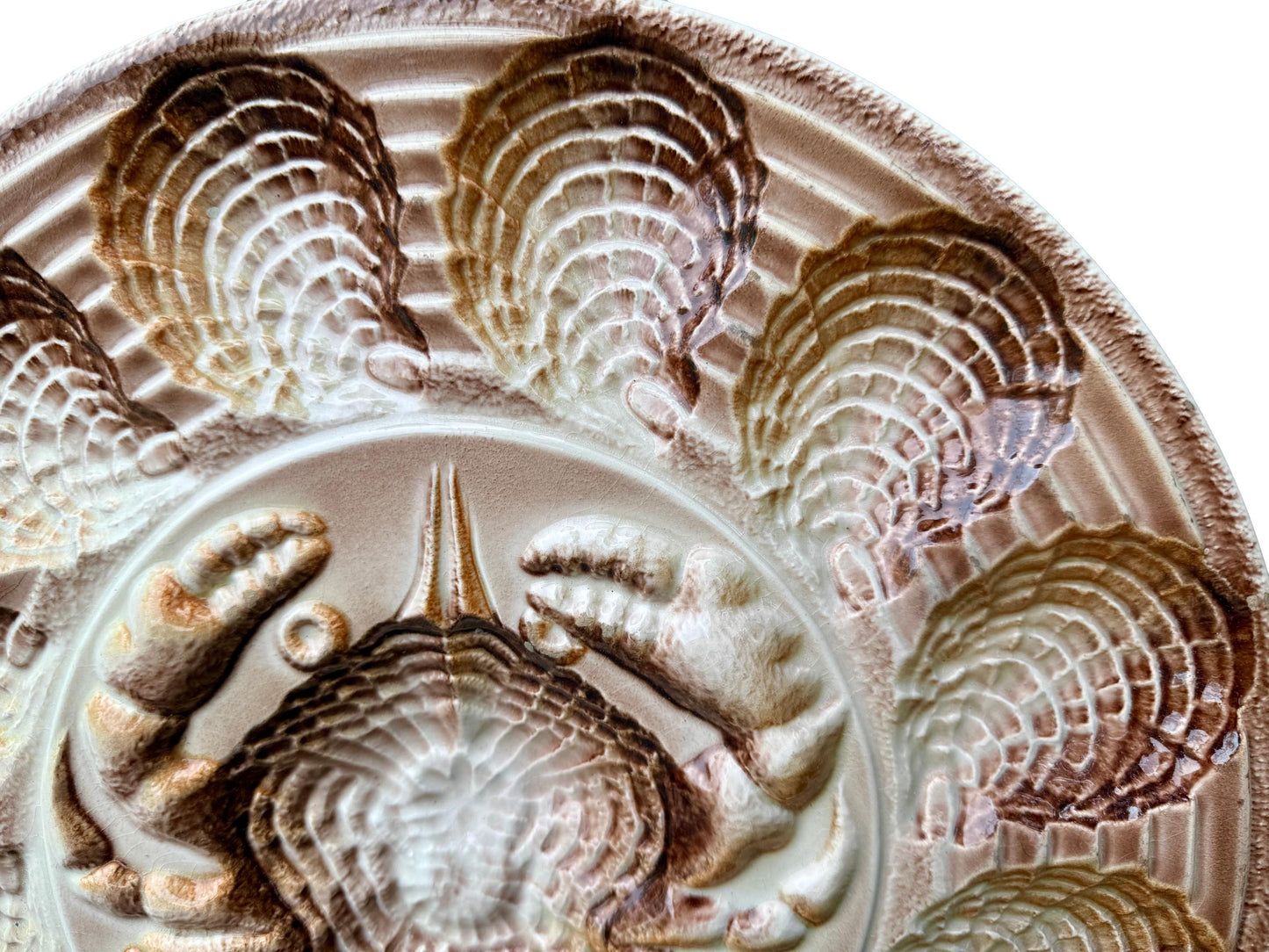 Revernay French Vintage Majolica Scalloped Oyster Platter