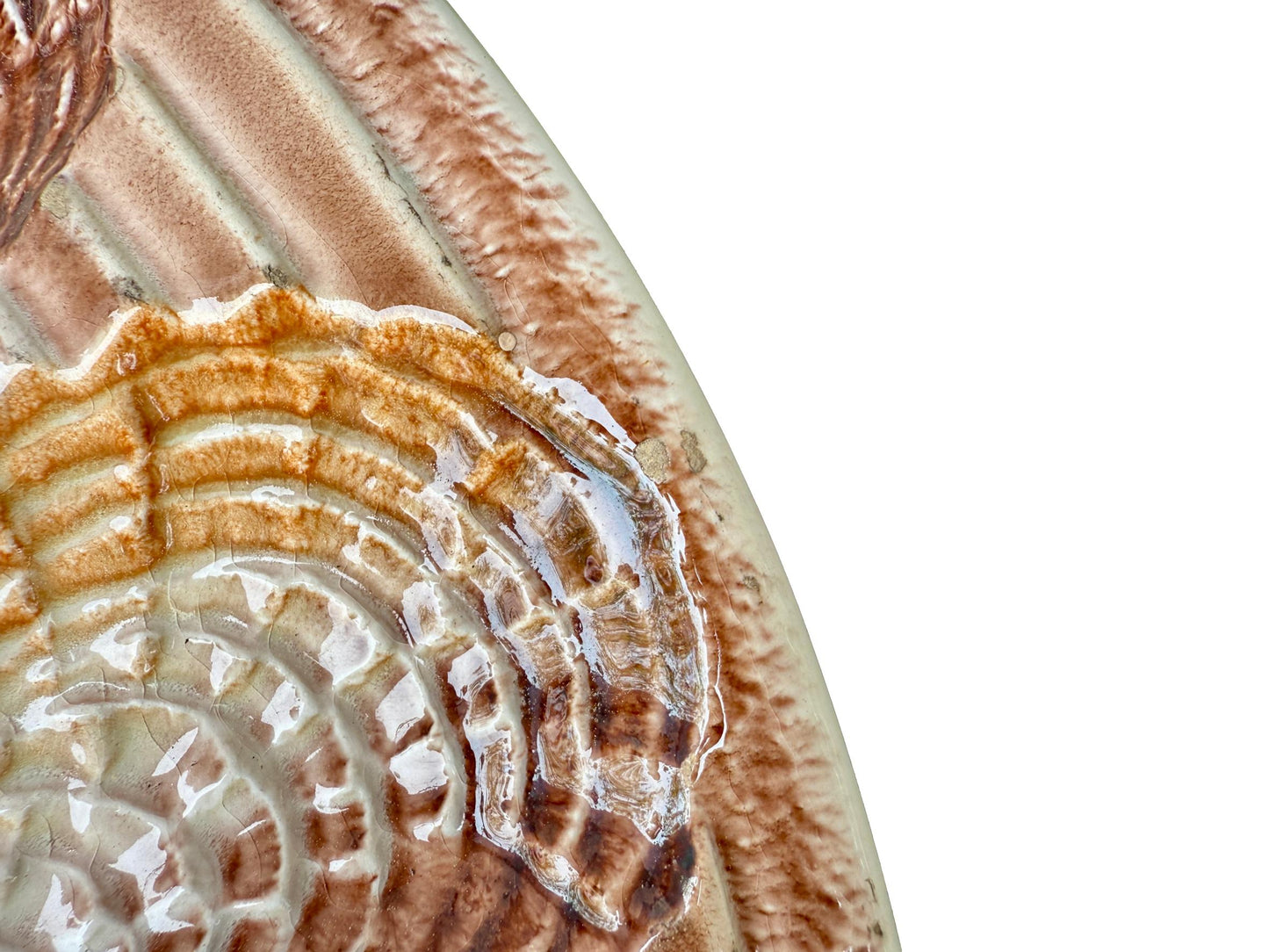 Revernay French Vintage Majolica Scalloped Oyster Platter