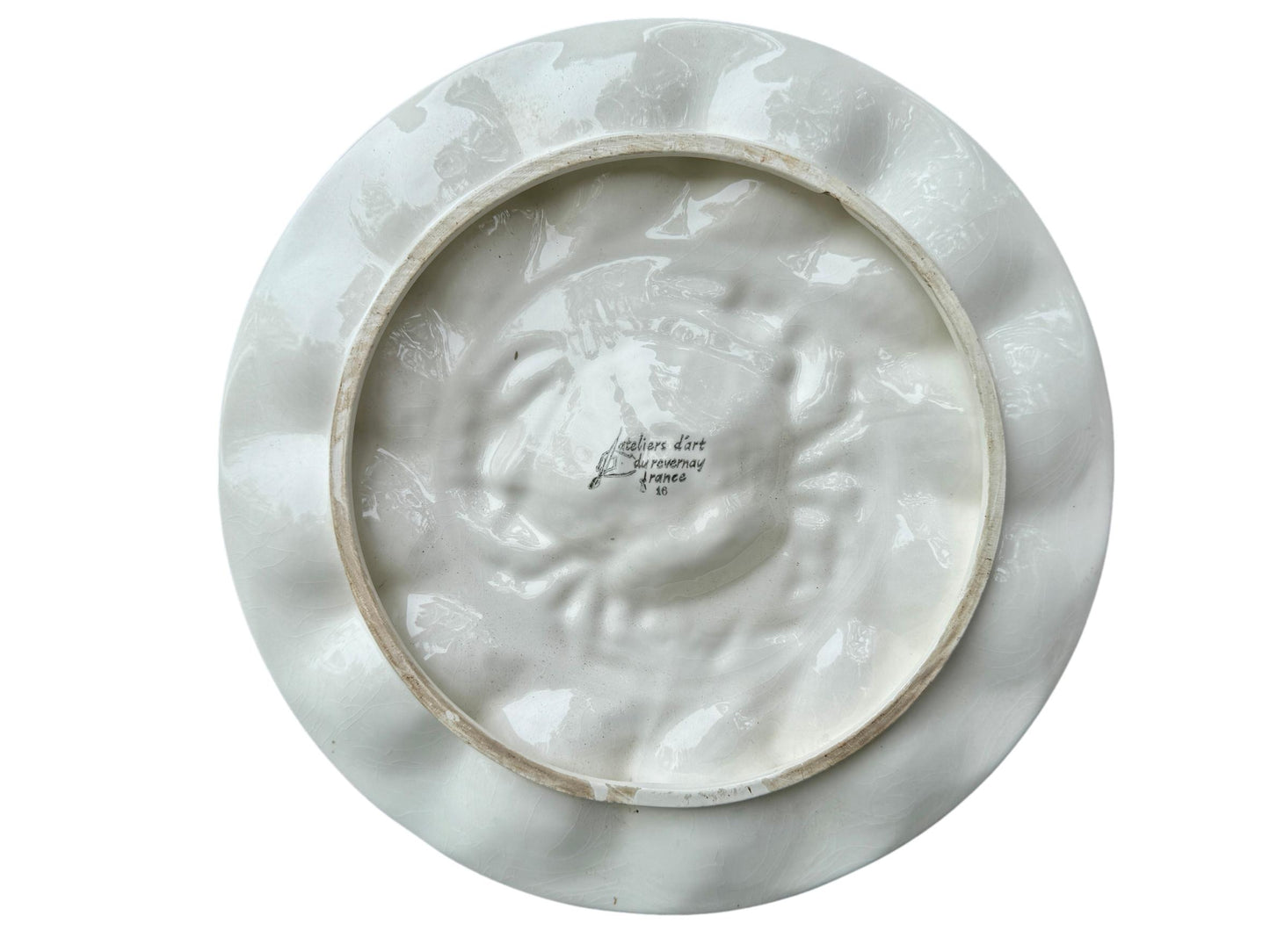 Revernay French Vintage Majolica Scalloped Oyster Platter