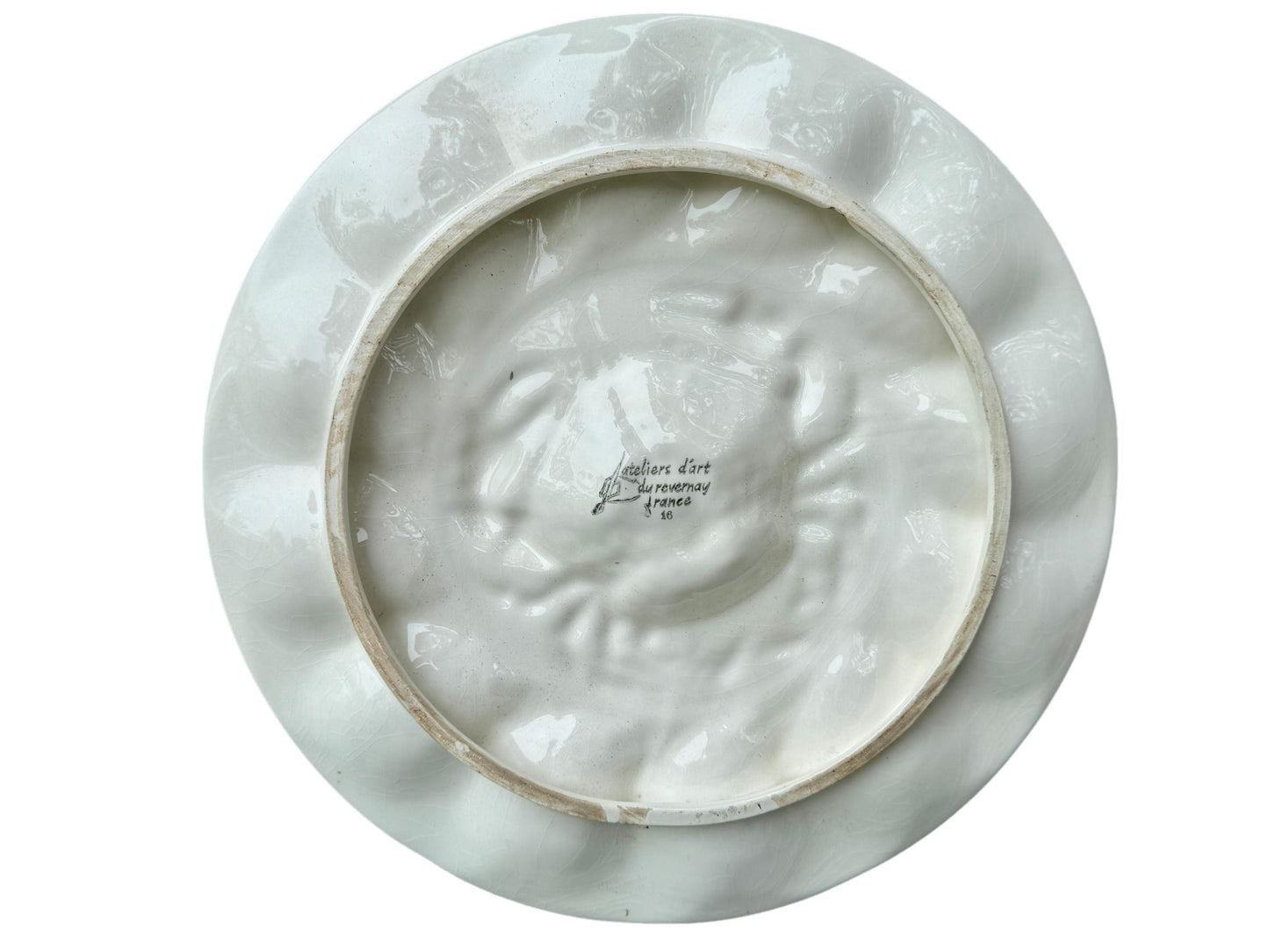 Revernay French Vintage Majolica Scalloped Oyster Platter