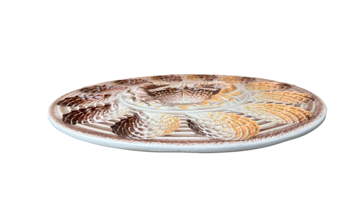 Revernay French Vintage Majolica Scalloped Oyster Platter