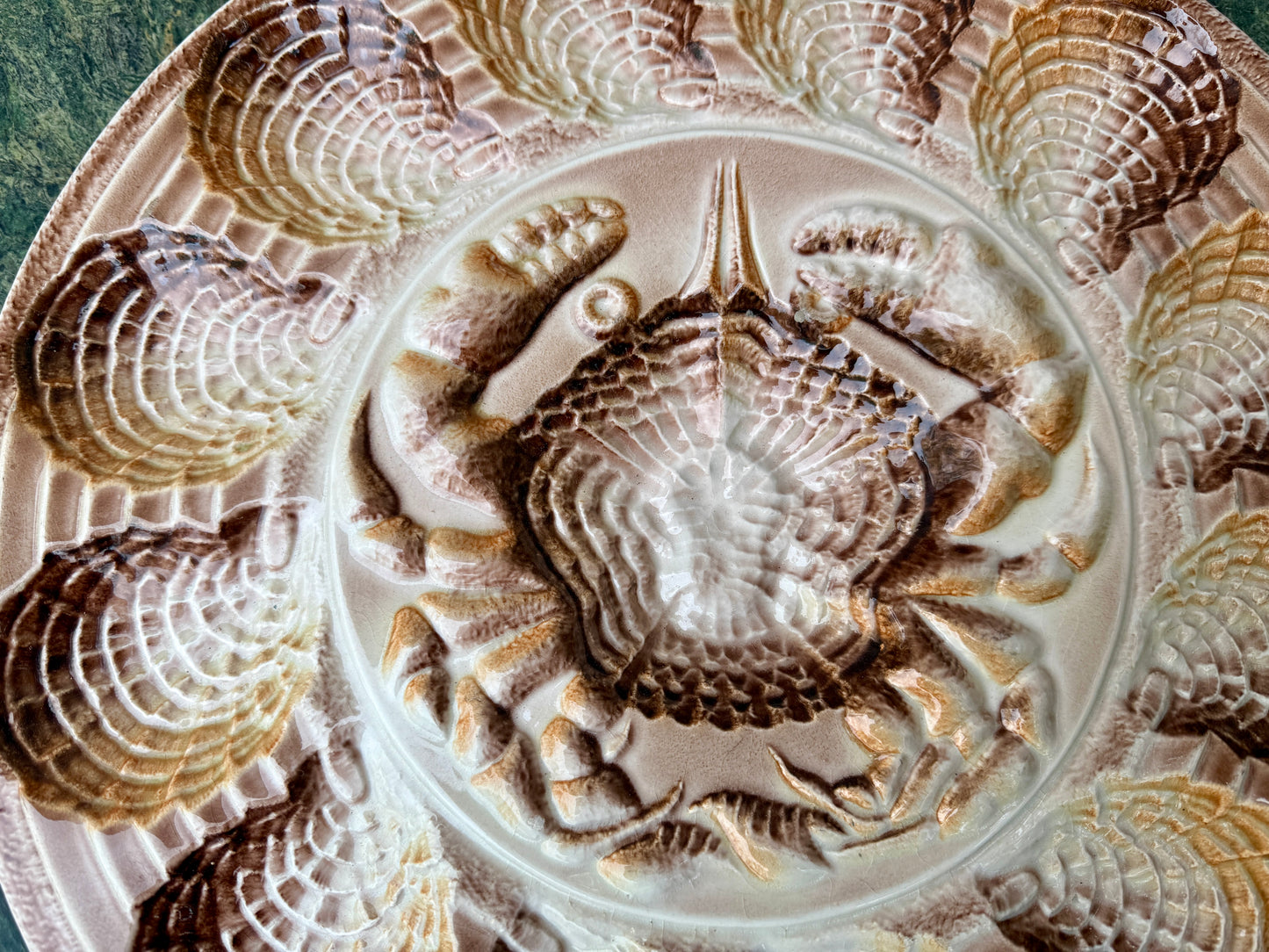 Revernay French Vintage Majolica Scalloped Oyster Platter