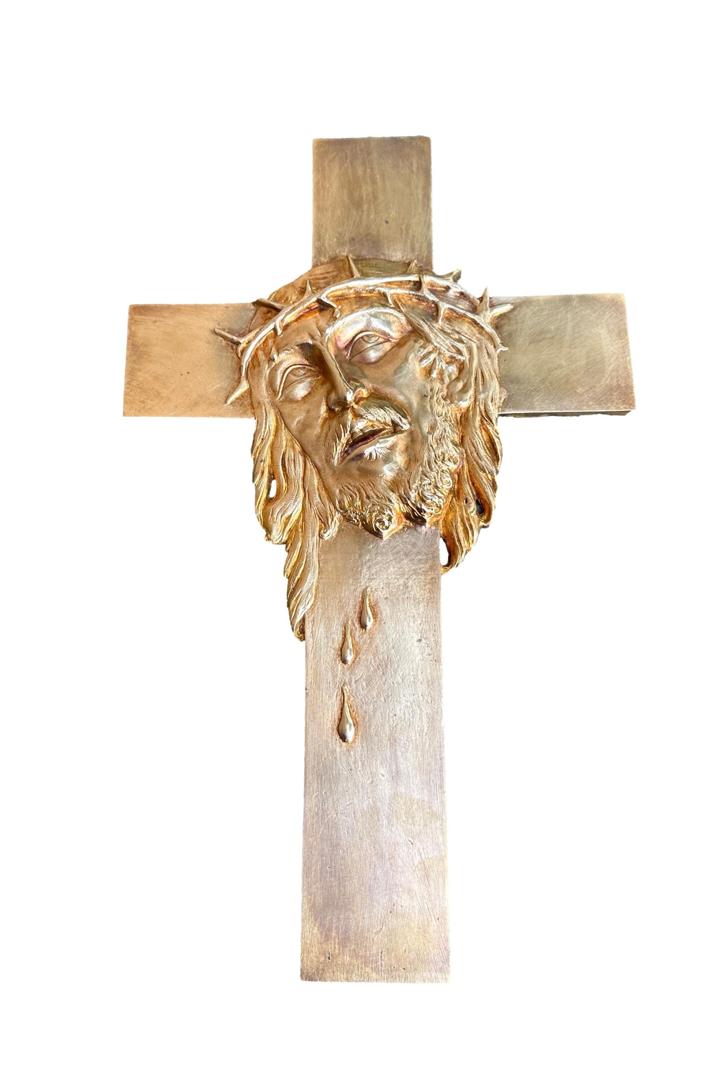 French Antique Large bronze Crucifix, Representation of Christ
