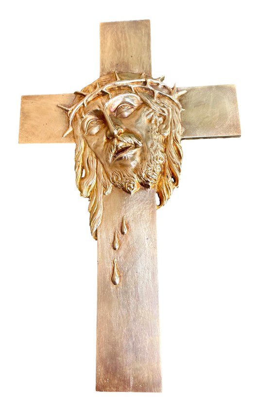 French Antique Large bronze Crucifix, Representation of Christ