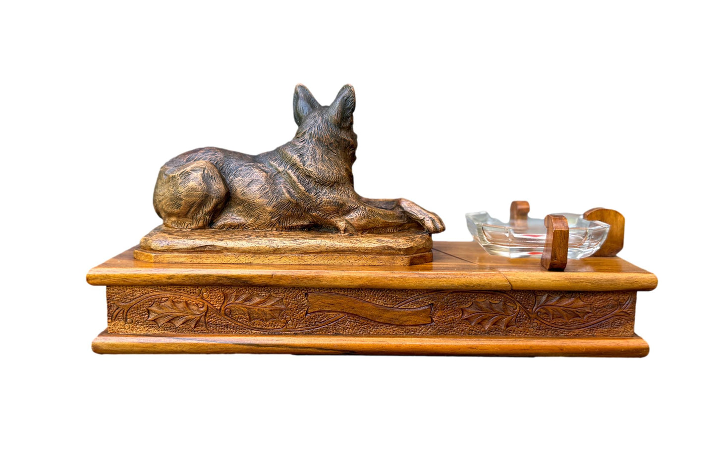 Antique German Shepherd Dog Card Box, Signed A. Boutillon – 20th