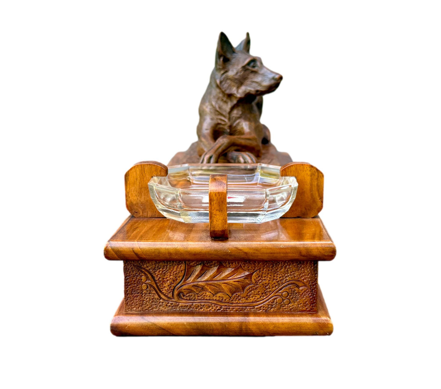 Antique German Shepherd Dog Card Box, Signed A. Boutillon – 20th