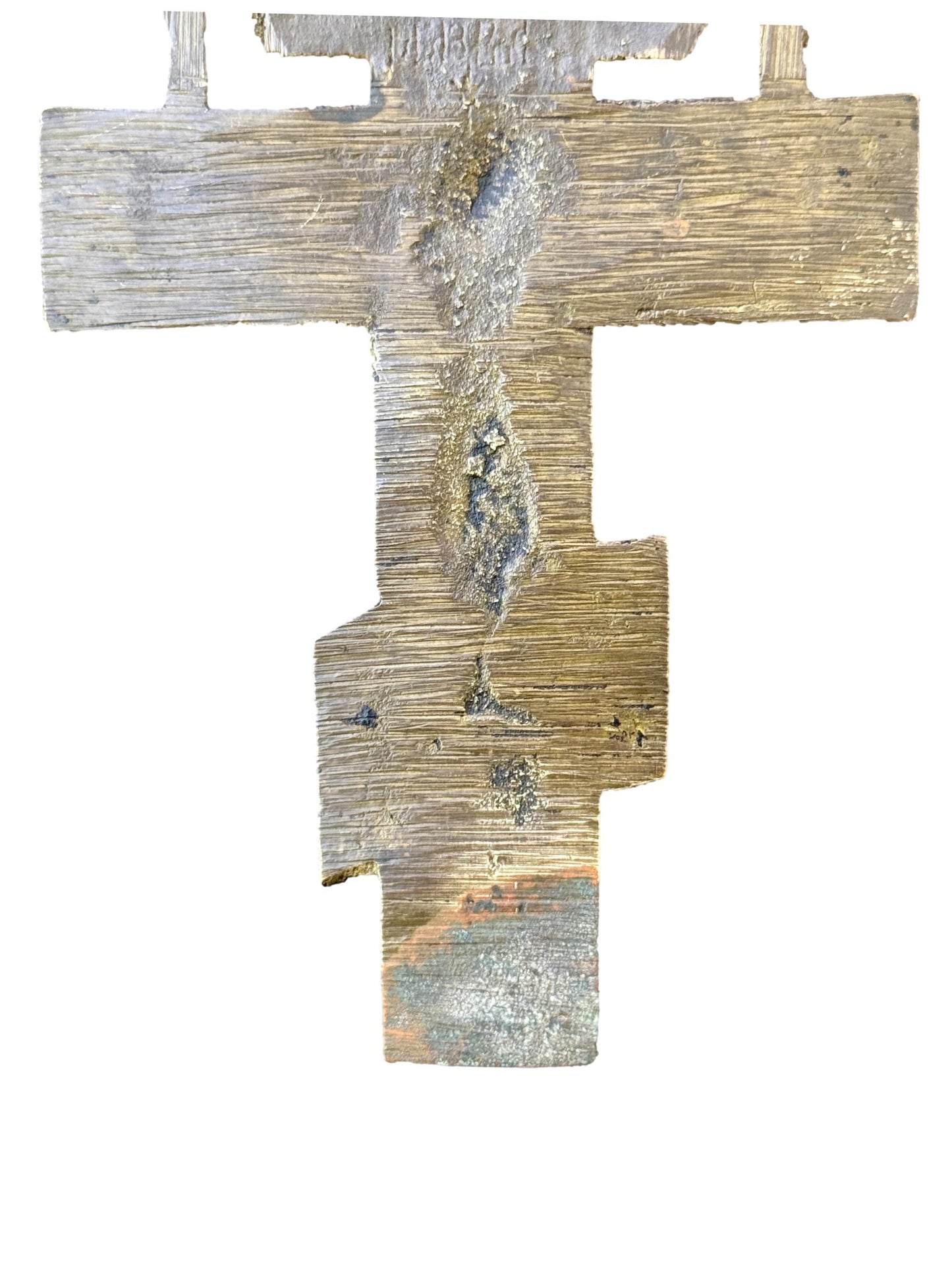 Antique Russian Orthodox Bronze Crucifix – 18th–19th Century Enamel Cross