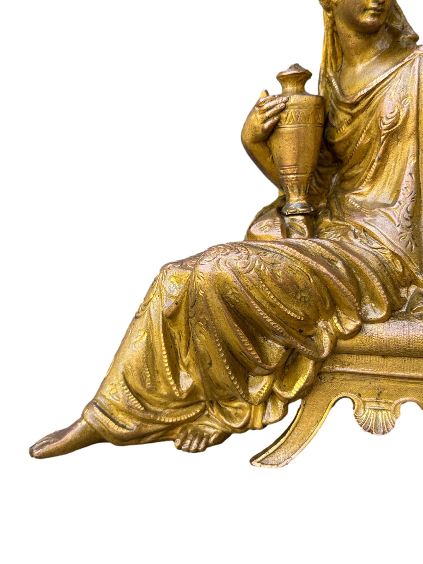 Antique French Statue, 19thC Gilded Spelter Allegory of Commerce, Prosperity Symbol