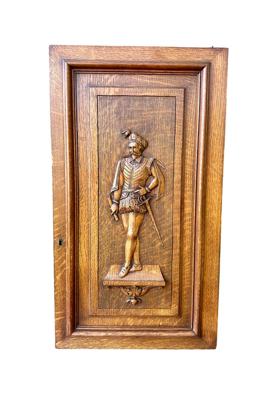 French antique carved oak wood door