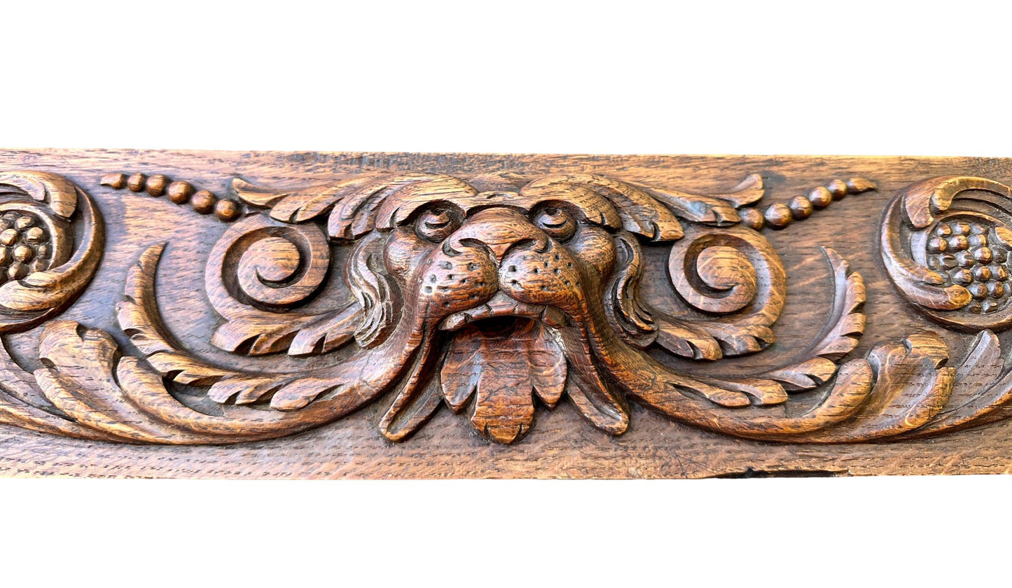 Large Antique French Carved Wood Pediment Panel