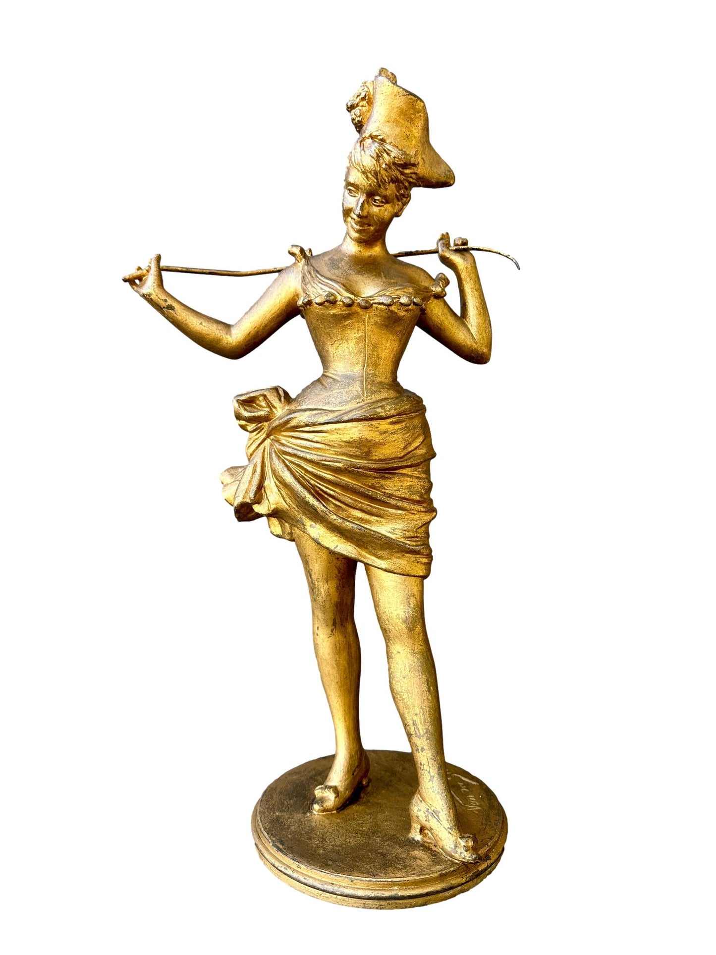 Large antique French sculpture in spelter depicting a classical figure