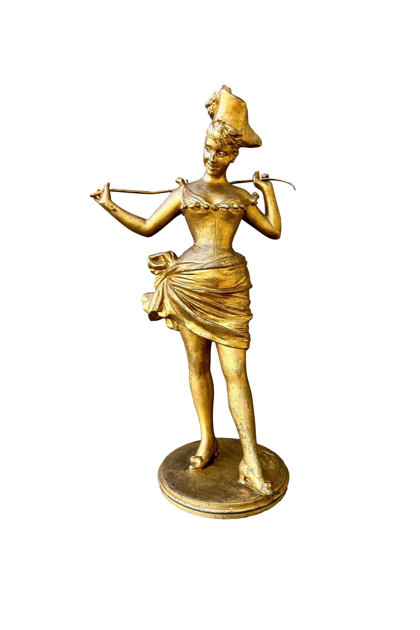 Large antique French sculpture in regule depicting a classical figure