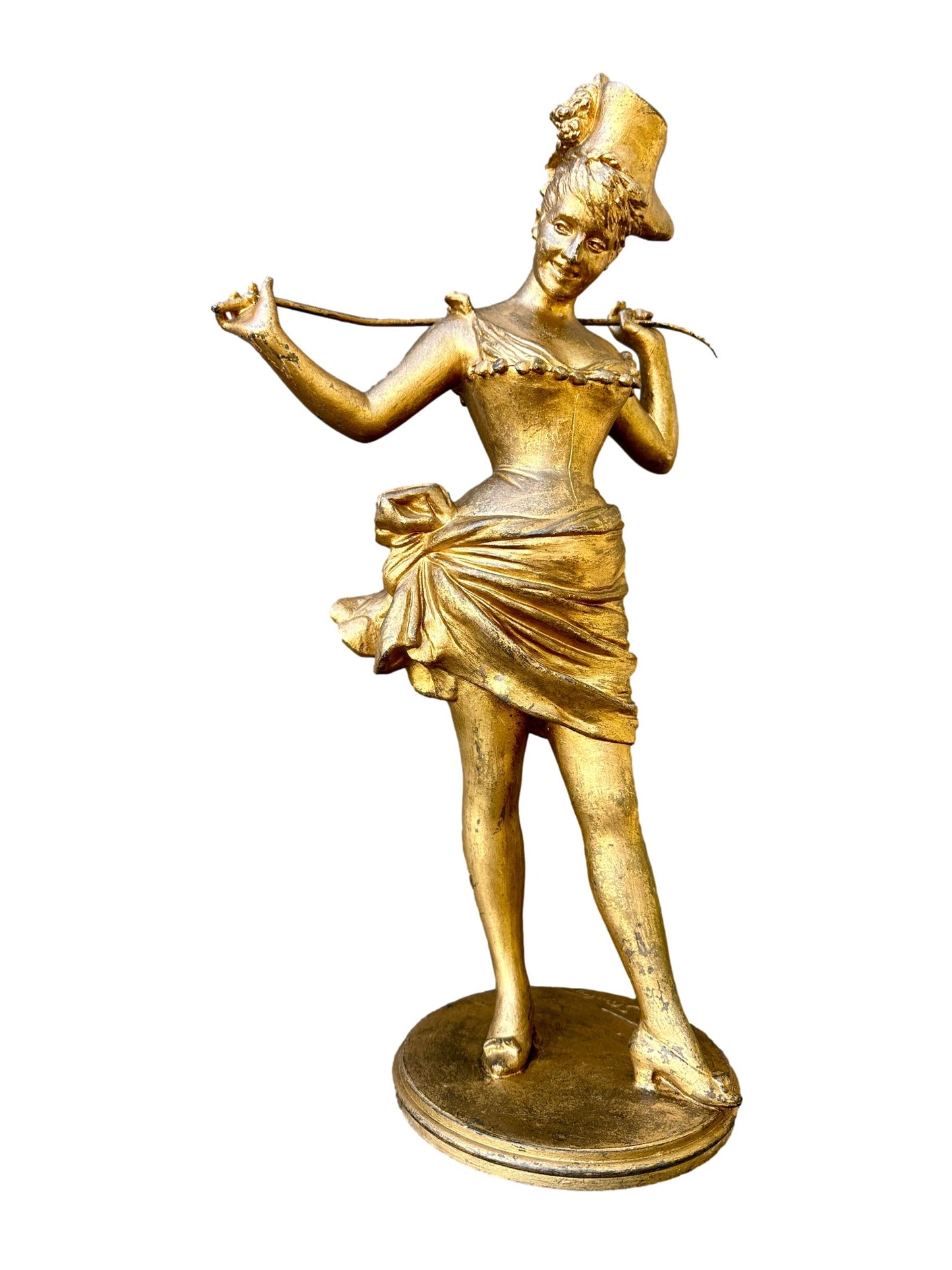 Large antique French sculpture in regule depicting a classical figure