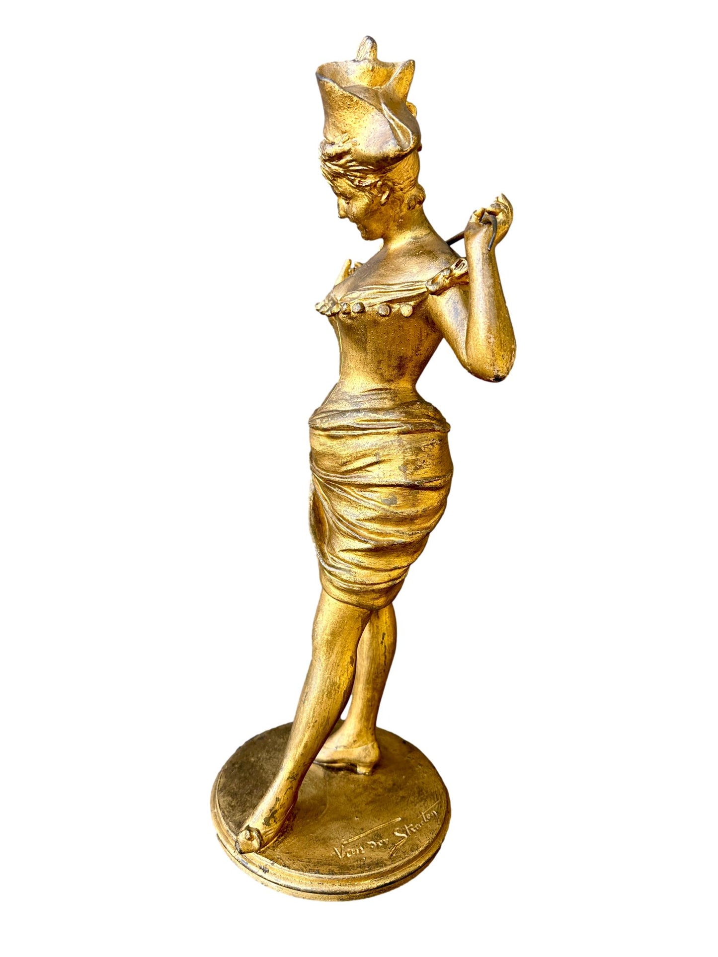 Large Antique Spelter Sculpture “L'Écuyère à la Badine” Van der Straeten, 1887