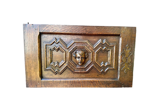 French antique oak door with weathered patina and original hardware