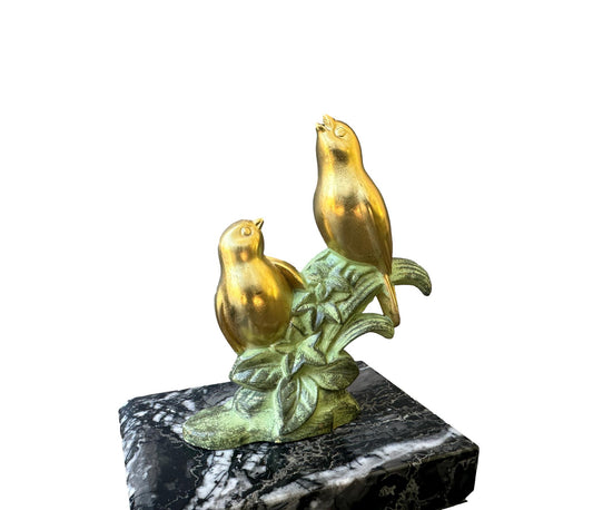 Pair of French Art Deco bookends featuring sculpted bird figures