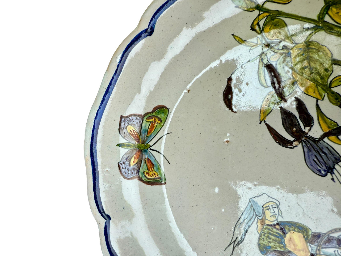 Antique HB Quimper Plate – 19th Century French Faience