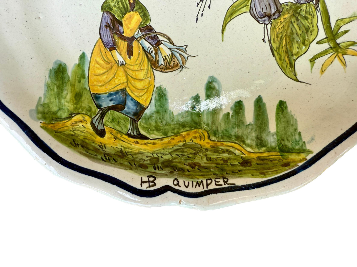 Antique HB Quimper Plate – 19th Century French Faience