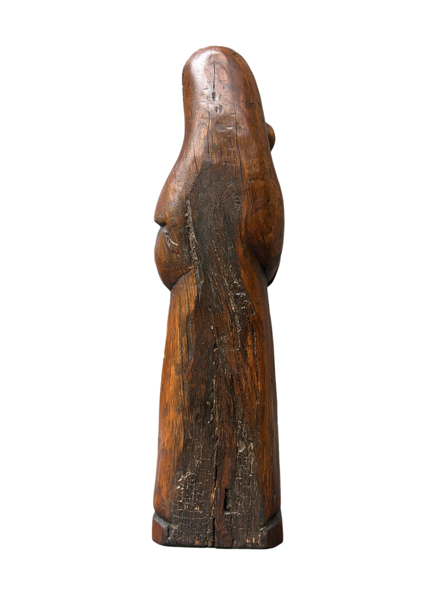 Vintage Oak Madonna and Child Statue – 1920s Sacred Art