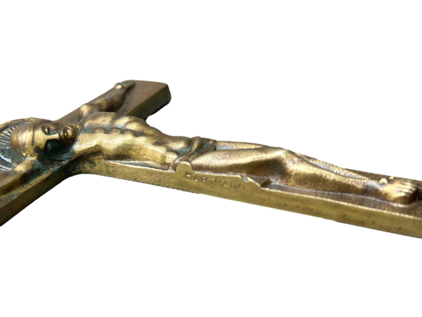 French Antique Art Deco Bronze Wall Cross by Hartmann Crucifix