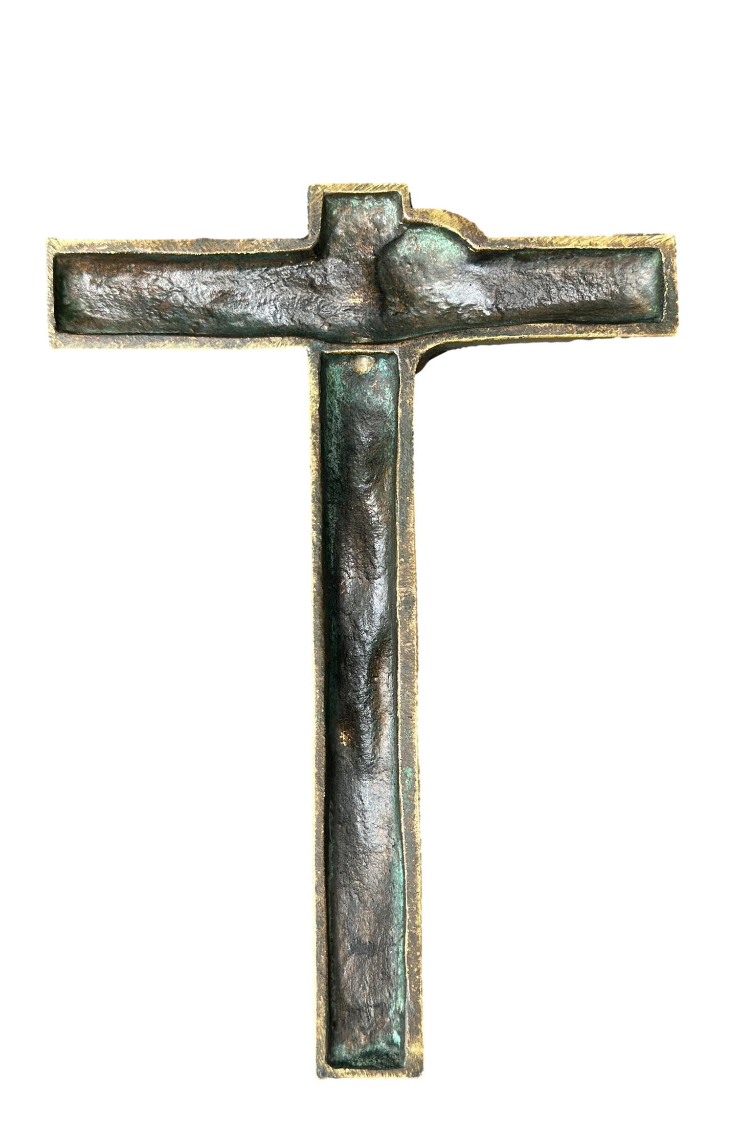 French Antique Art Deco Bronze Wall Cross by Hartmann Crucifix