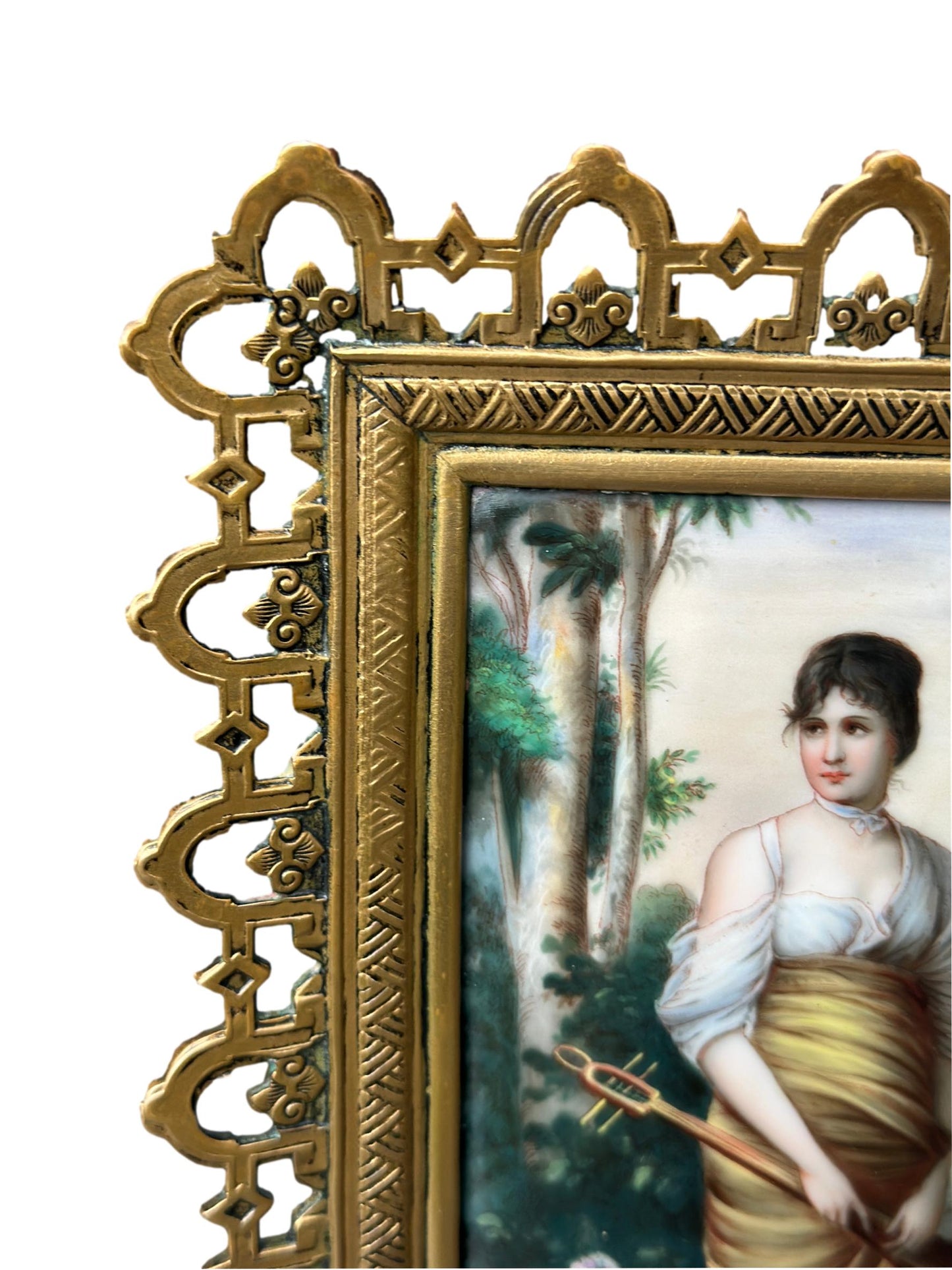 Antique 1900 Porcelain Plaque Painting