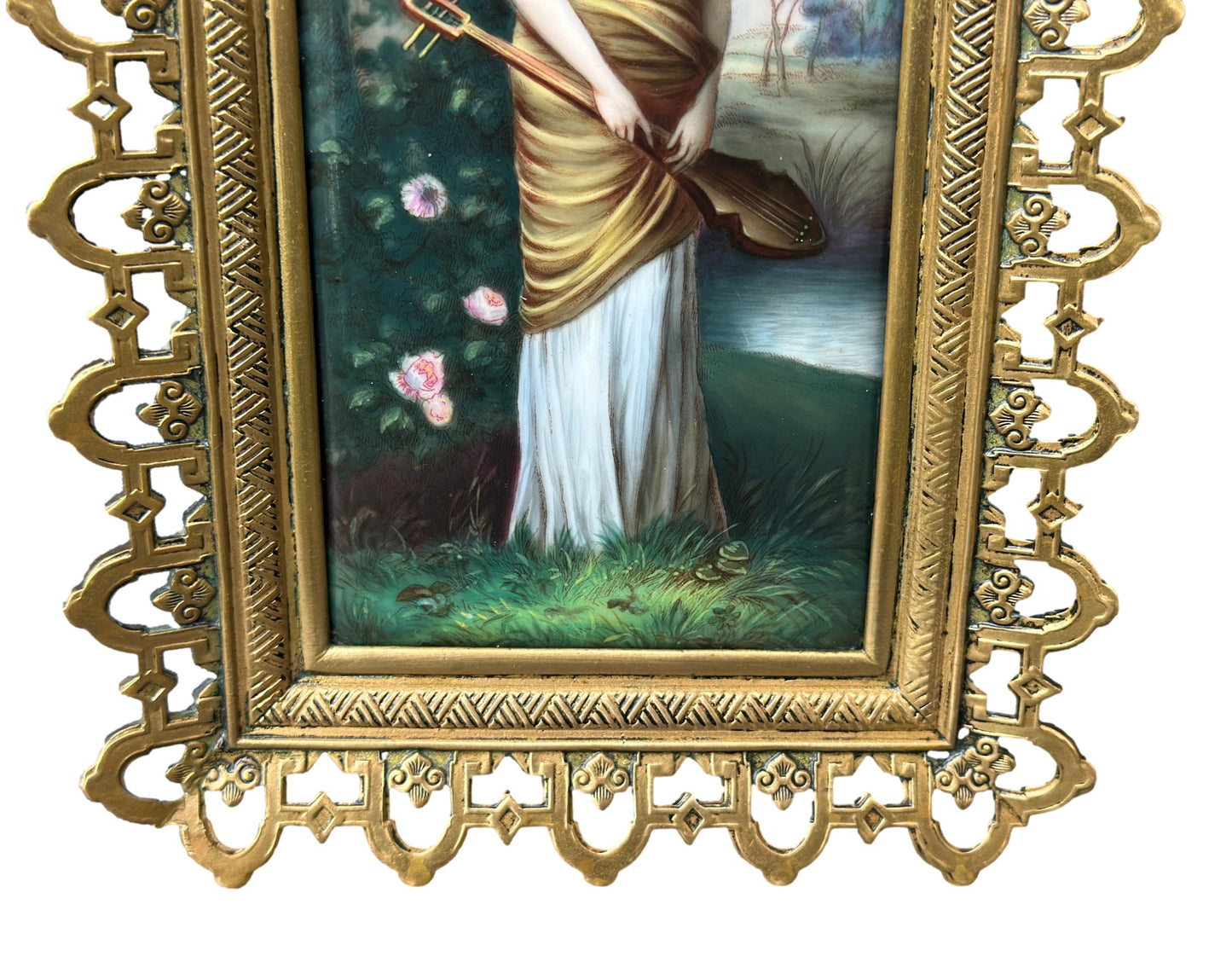 Antique 1900 Porcelain Plaque Painting