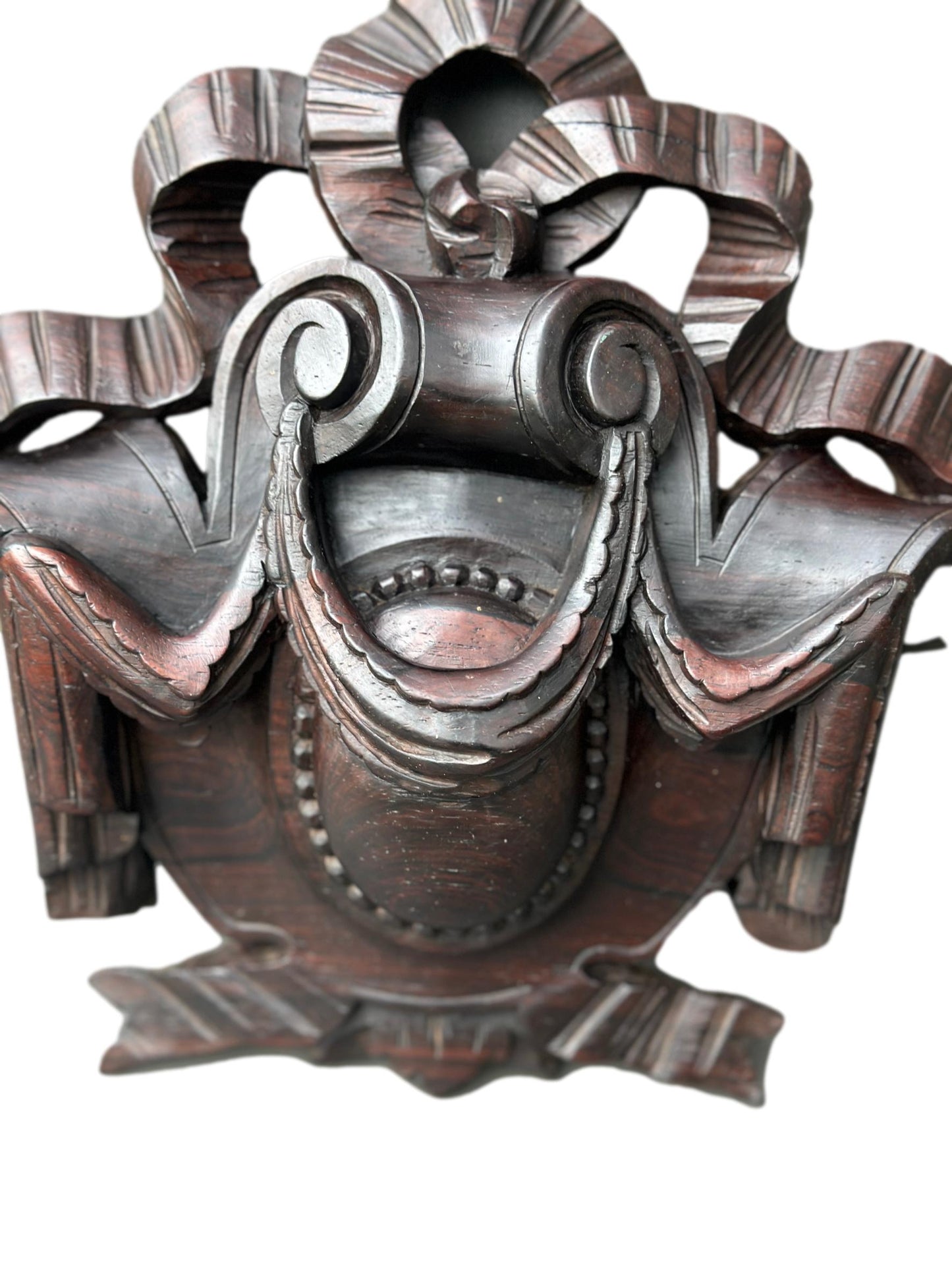Antique Hand-Carved Louis XVI Style Crest, Blason