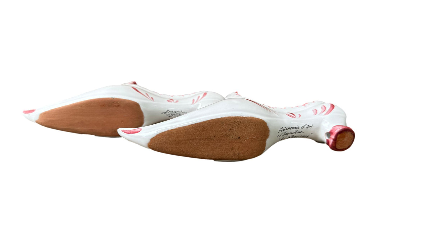 Faïencerie Art Angouleme LE RENOLEAU Pair Majolica Shoes