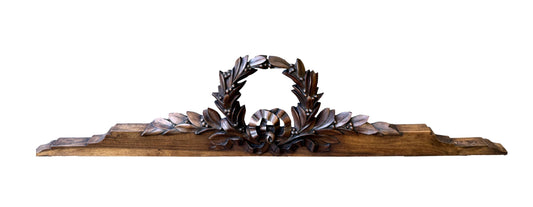 19th Century Carved Walnut Pediment – Louis XVI Laurel Wreath French Antique